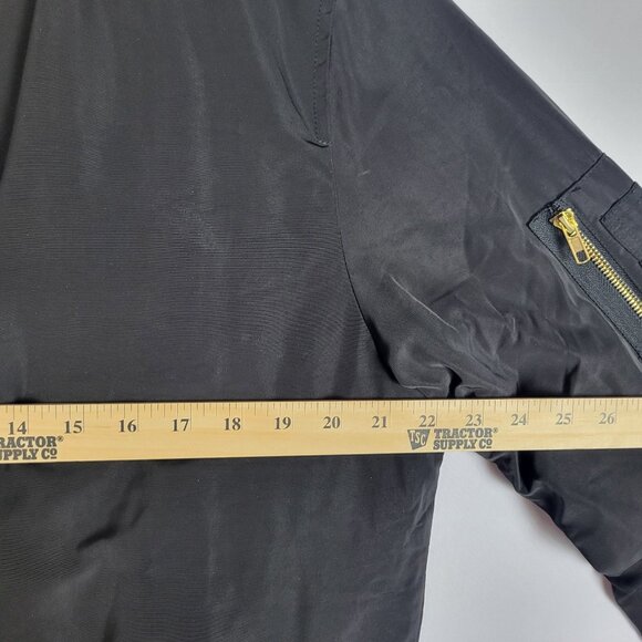 Barstool Bomber Jacket Men's Medium Black Lined Full Gold Zipper Motorcycle - Picture 8 of 10